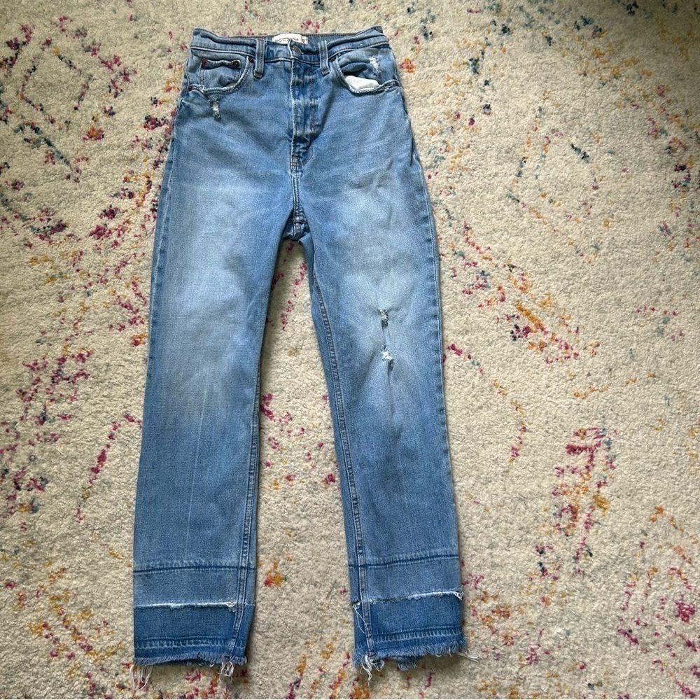 Abercrombie & Fitch Curve Love Released Hem Straight‎ Jeans in Blue sz 25